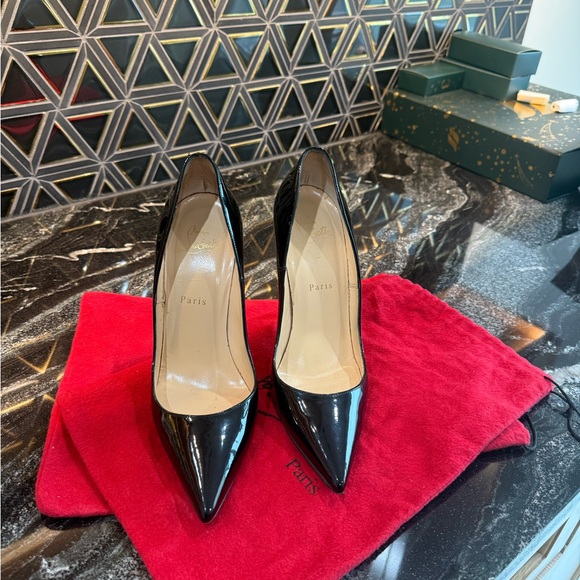 Christian Louboutin Glossy Black Heels with Red Soles - Picture 10 of 15